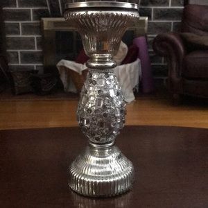Silver candle holder with encrusted “jewels”